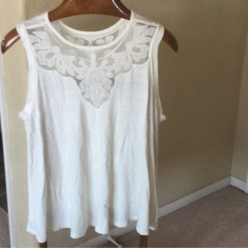Free People Cream Lace Yoke Tank - Picture 3 of 6